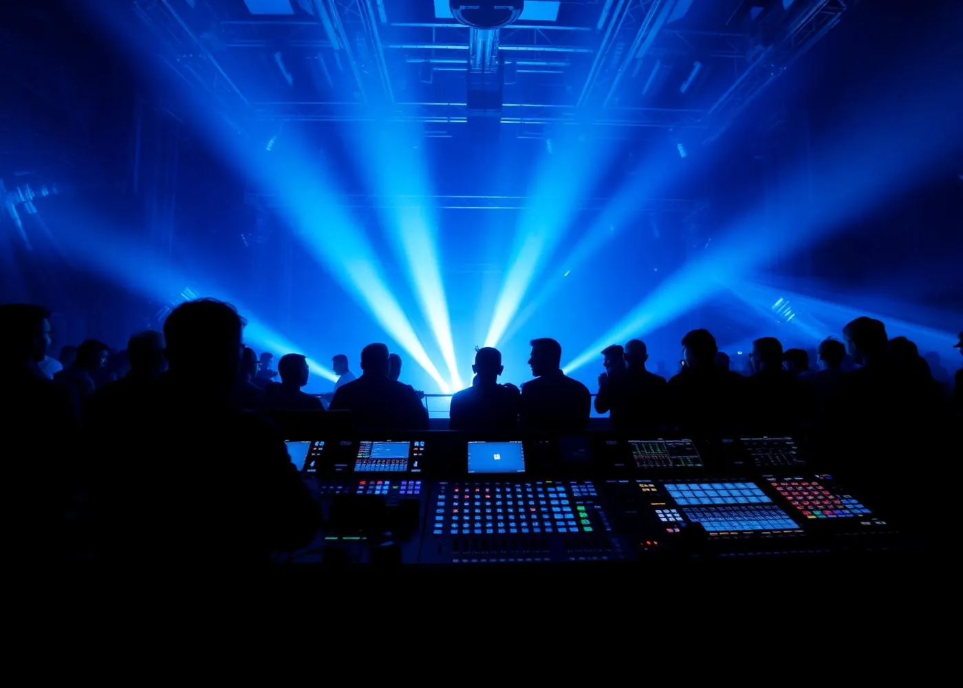 Technical crew at the lighting control desk